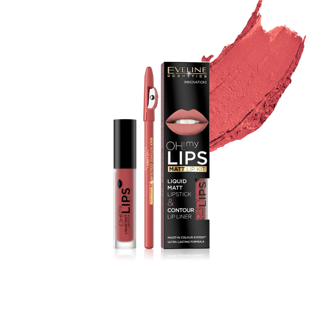 OH! my LIPS Matt Lip Kit Liquid Matt Lipstick & Contour Lip Liner