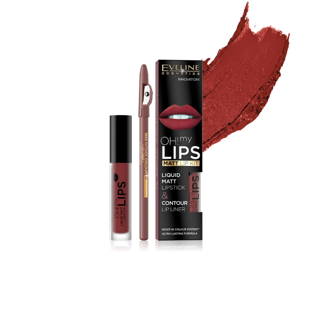 OH! my LIPS Matt Lip Kit Liquid Matt Lipstick & Contour Lip Liner