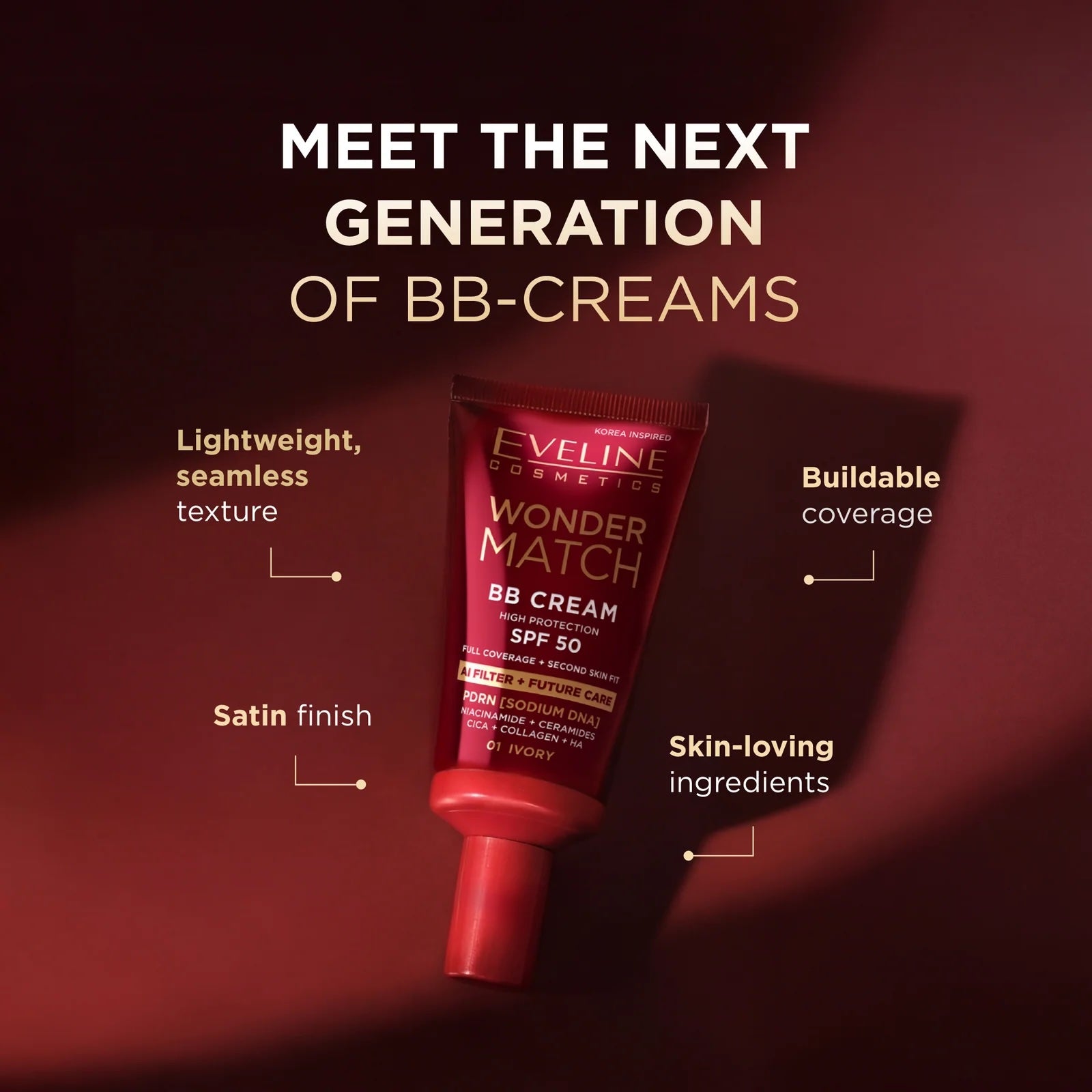Wonder Match BB Cream SPF 50 – High Protection, Buildable Full Coverage, Natural Satin Finish