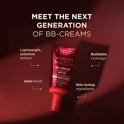 Wonder Match BB Cream SPF 50 – High Protection, Buildable Full Coverage, Natural Satin Finish