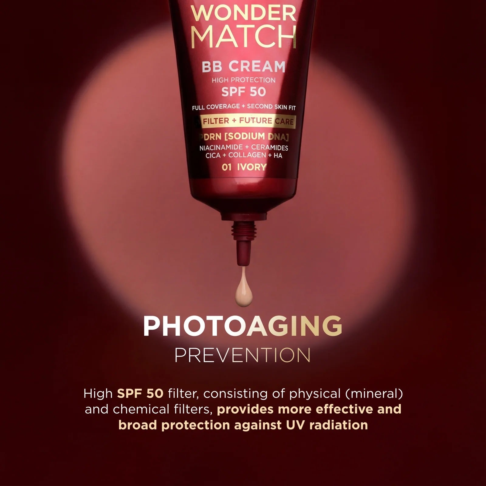 Wonder Match BB Cream SPF 50 – High Protection, Buildable Full Coverage, Natural Satin Finish