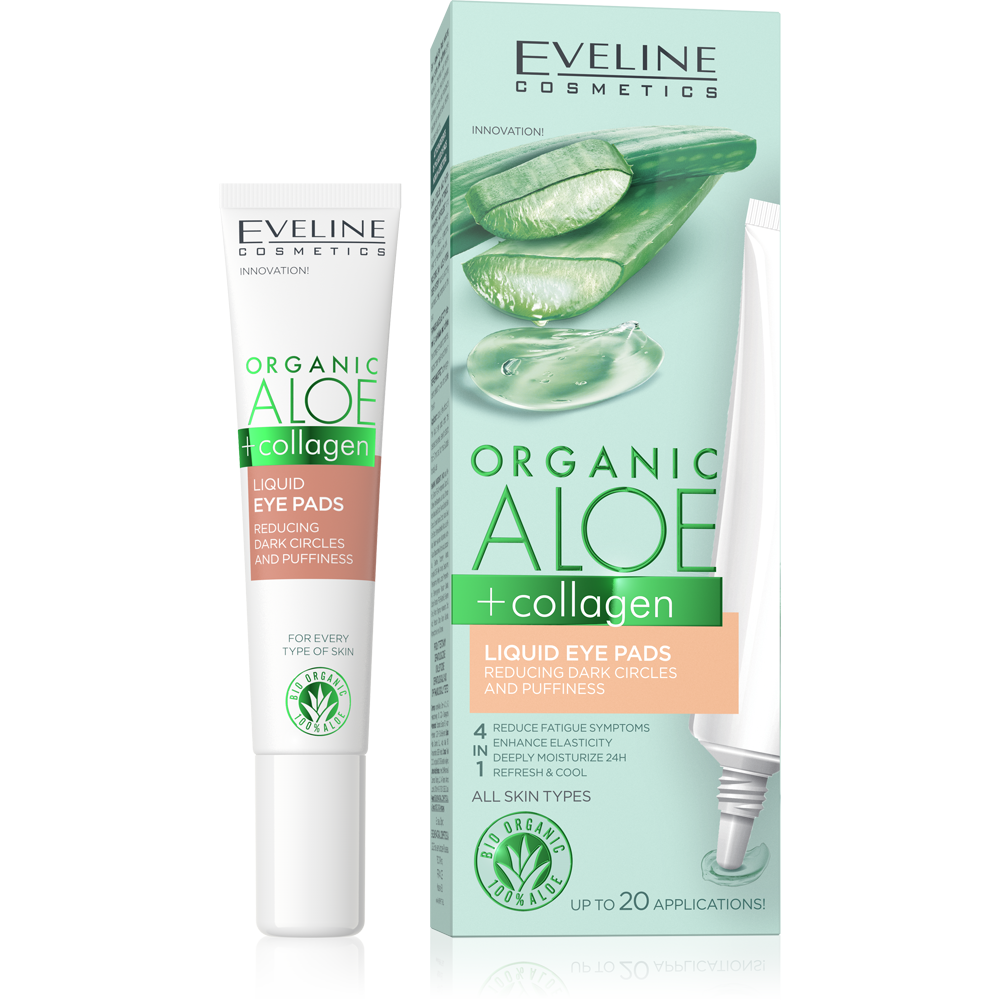 Organic Aloe + Collagen Liquid Eye Pads Reducing Dark Circles and Puff