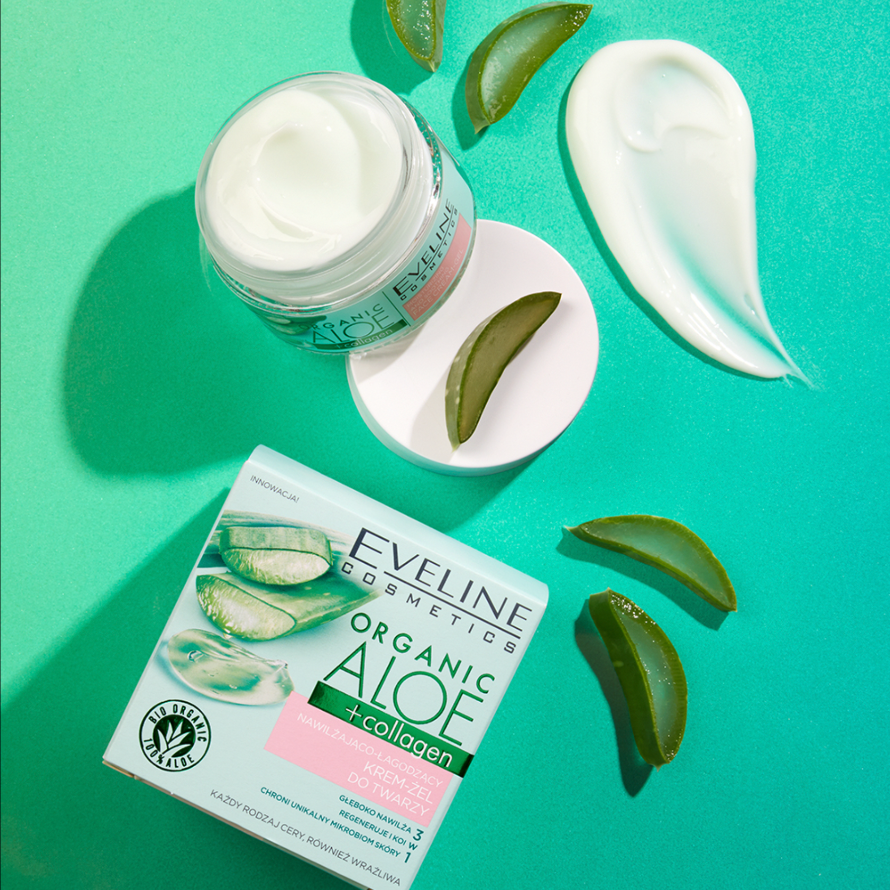 Organic Aloe+Collagen Moisturizing and Soothing Face Cream-Gel