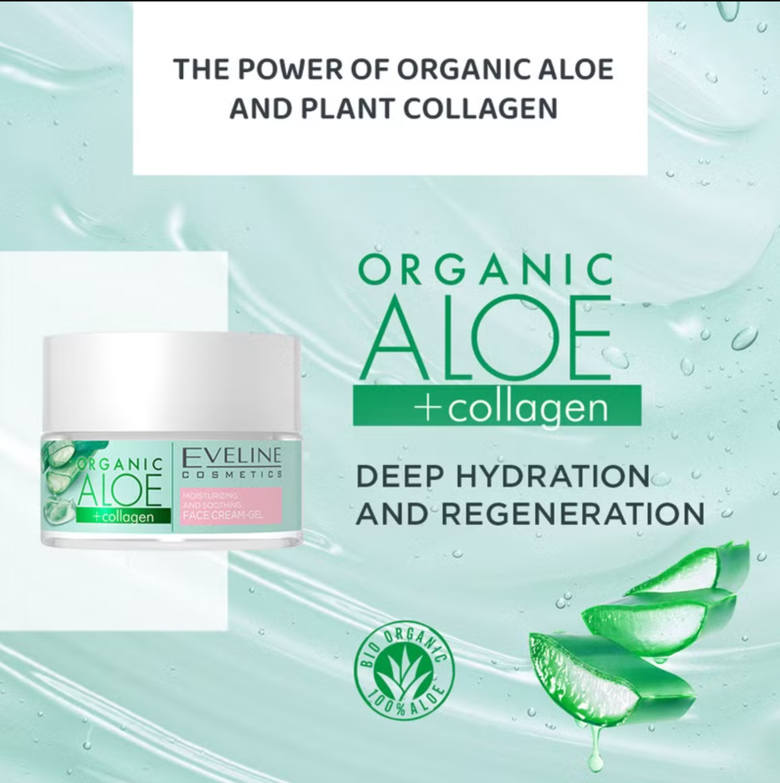 Organic Aloe+Collagen Moisturizing and Soothing Face Cream-Gel