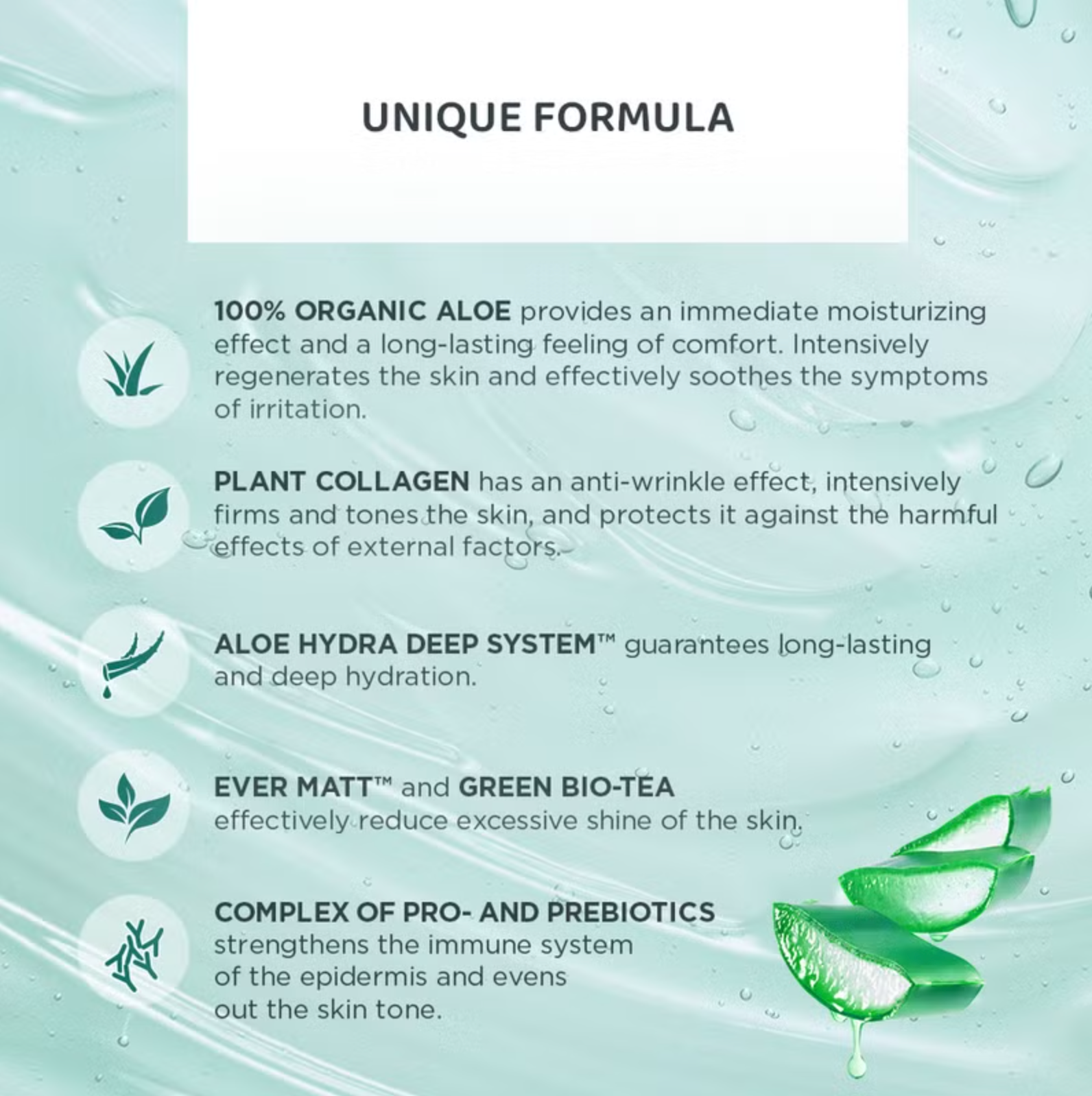 Organic Aloe+Collagen Moisturizing and Matting Face Gel