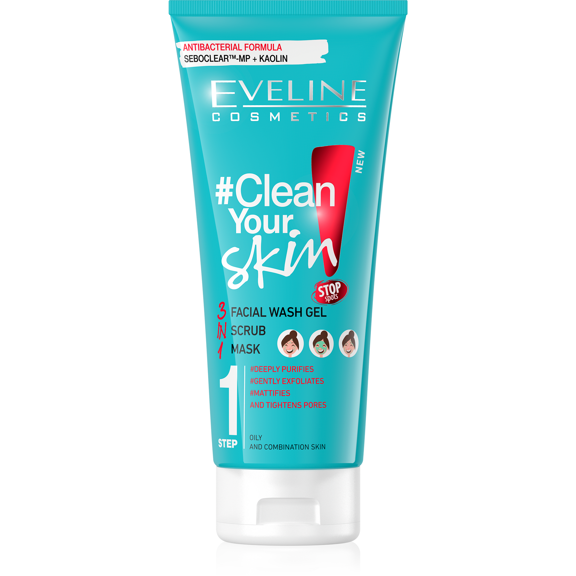 Clean Your Skin 3 in 1: Facial Wash Gel + Scrub + Mask