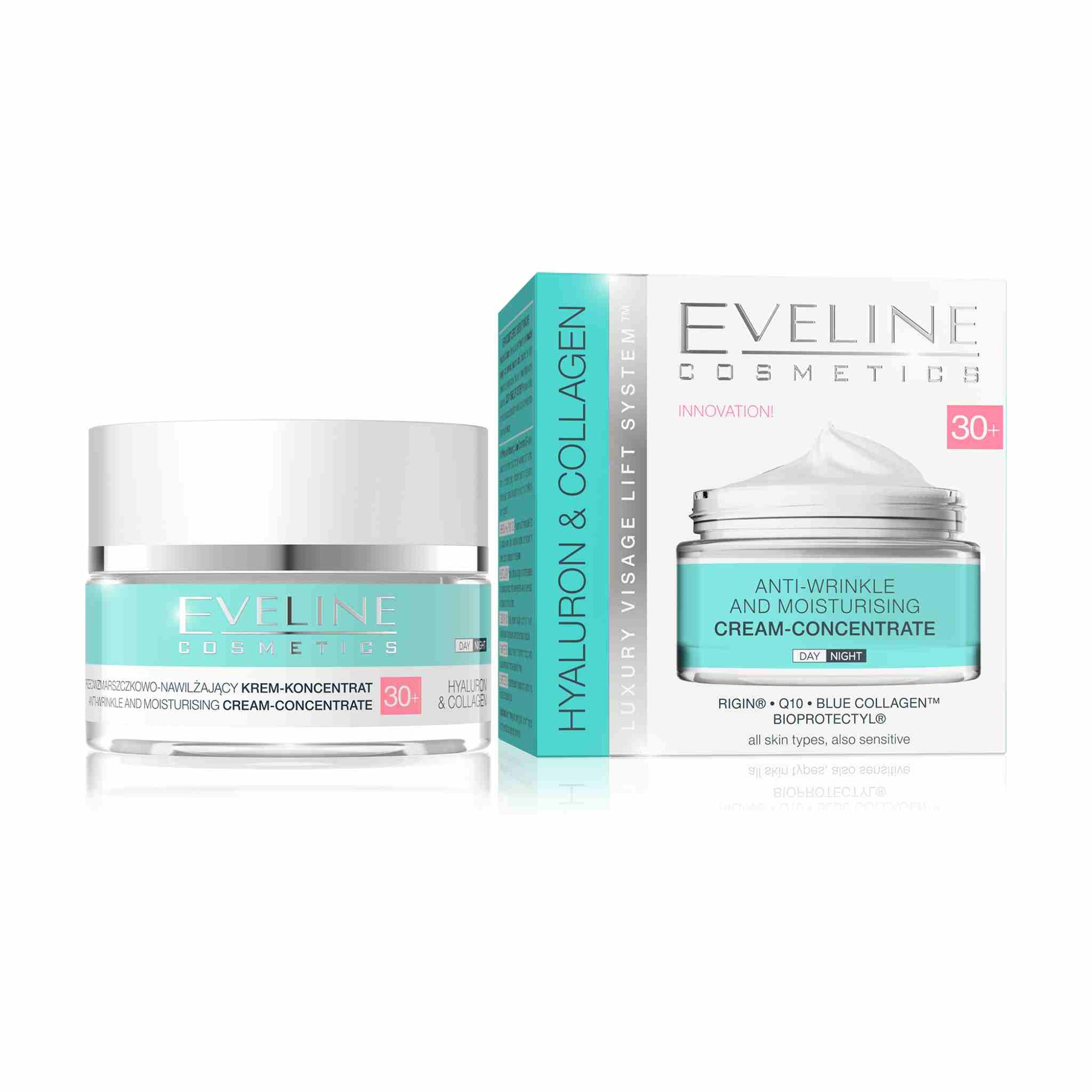 Hyaluron and Collagen Anti-Wrinkle and Moisturizing Day and Night Cream with Luxury Visage Lift System 30+