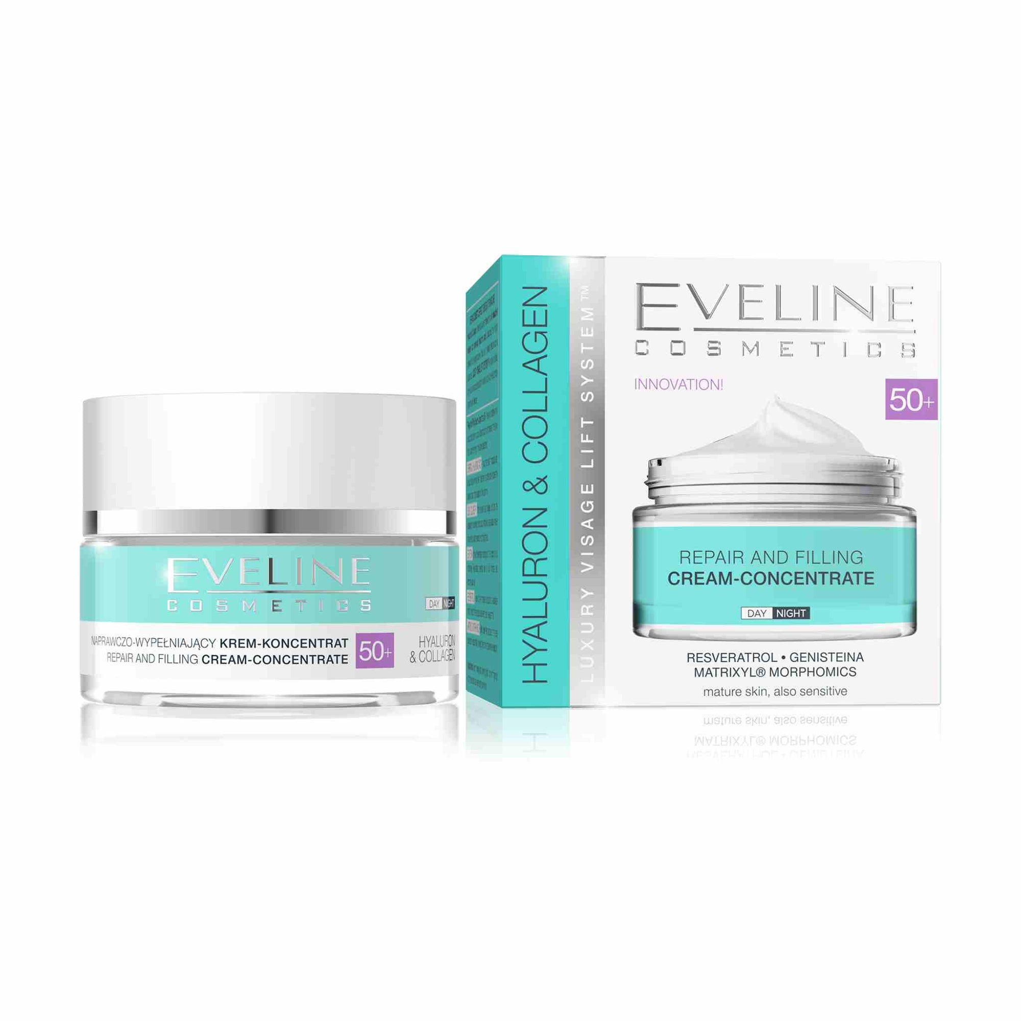 Hyaluron and Collagen Repairing and Filling Day and Night Cream With Luxury Visage Lift System 50+